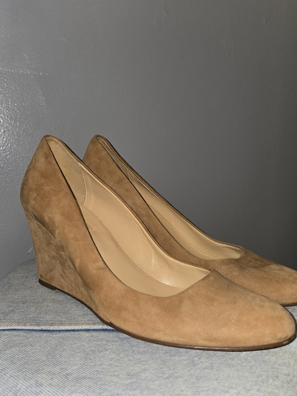 J. Crew Tan Suede Wedge Pumps
